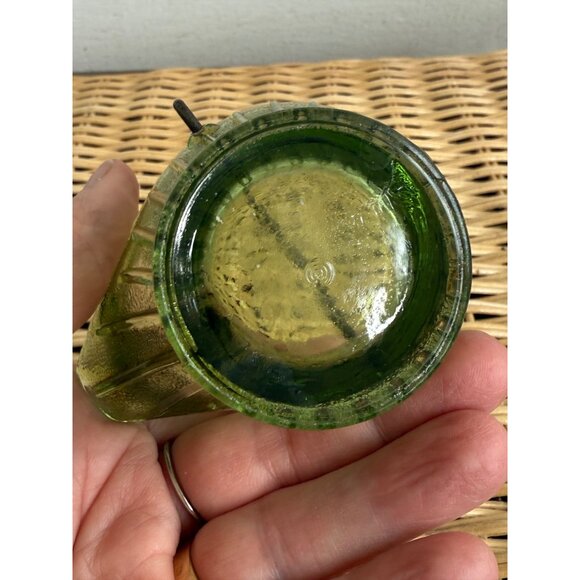 VIntage MCM Hazel Atlas Green Glass Mini coal bucket ashtray - Picture 3 of 7